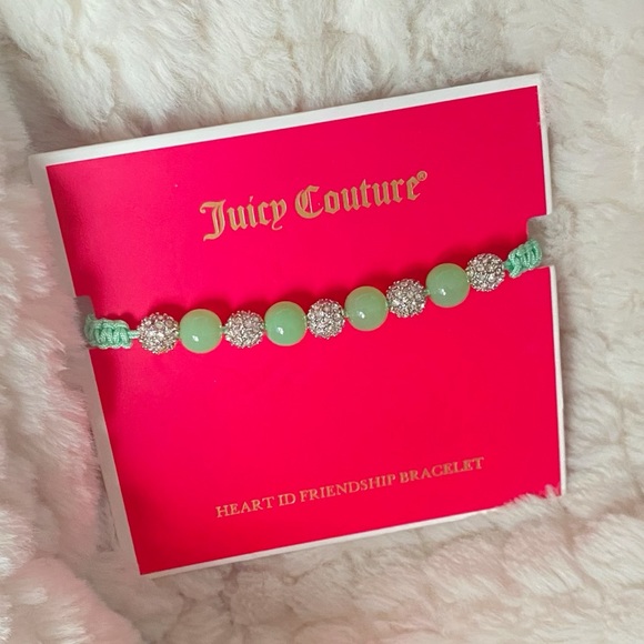 Juicy Couture Green Rope Crystal Brads Friendship Adjustable Bracelet NWT - Picture 3 of 6